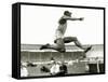 Jesse Owens in Action at the Long Jump During the Berlin Olympics, 1936-null-Framed Stretched Canvas