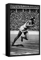 Jesse Owens Setting the 200 Meter Olympic Record at the Olympics in Berlin, Germany, 1936-null-Framed Stretched Canvas