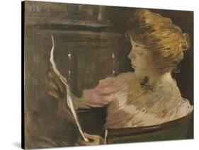 Jesse Steele Reading-John White Alexander-Stretched Canvas