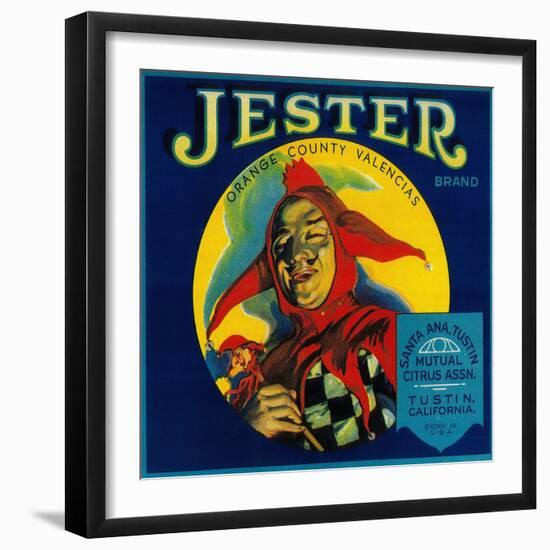 Jester Orange Label - Tustin, CA-Lantern Press-Framed Art Print