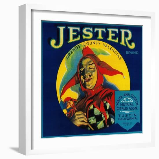 Jester Orange Label - Tustin, CA-Lantern Press-Framed Art Print