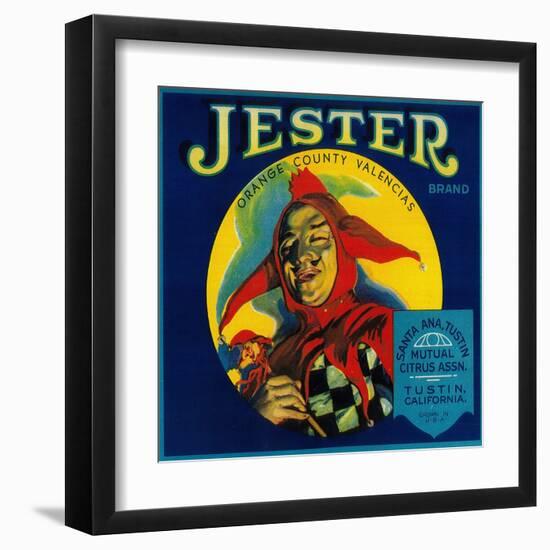 Jester Orange Label - Tustin, CA-Lantern Press-Framed Art Print