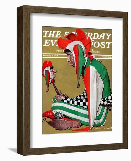 "Jester" Saturday Evening Post Cover, February 11,1939-Norman Rockwell-Framed Giclee Print