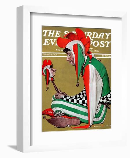 "Jester" Saturday Evening Post Cover, February 11,1939-Norman Rockwell-Framed Giclee Print