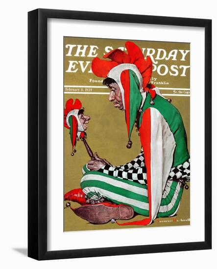 "Jester" Saturday Evening Post Cover, February 11,1939-Norman Rockwell-Framed Giclee Print