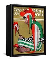 "Jester" Saturday Evening Post Cover, February 11,1939-Norman Rockwell-Framed Stretched Canvas