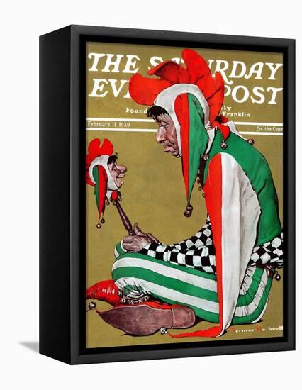 "Jester" Saturday Evening Post Cover, February 11,1939-Norman Rockwell-Framed Stretched Canvas