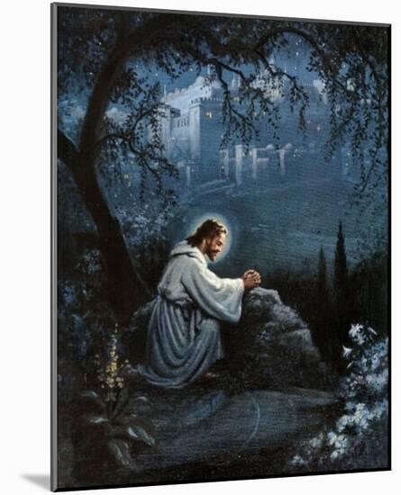 Jesus (Agony in the Garden) Art Poster Print-null-Mounted Poster