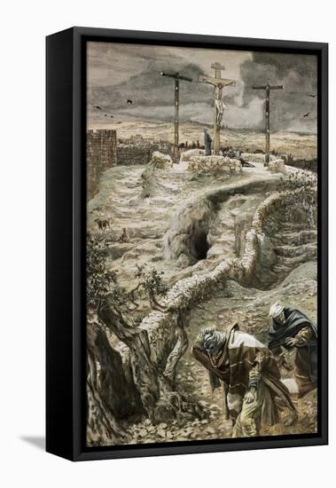 Jesus Alone on the Cross-James Tissot-Framed Stretched Canvas