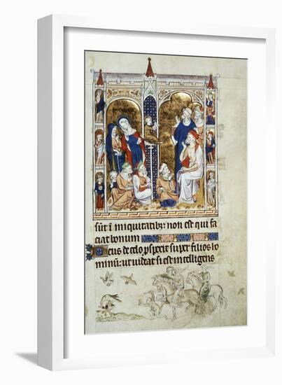 Jesus Among the Doctors, Miniature from Queen Mary's Psalter, Psalter Belonging to Mary I-null-Framed Giclee Print