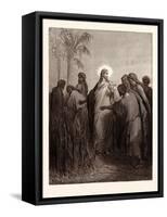 Jesus and His Disciples in the Corn Field-Gustave Dore-Framed Stretched Canvas