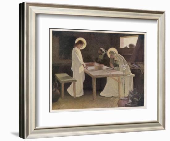 Jesus and His Parents at the Supper Table-Frank V. Du-Framed Art Print