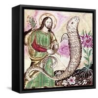 Jesus and Serpent-null-Framed Stretched Canvas