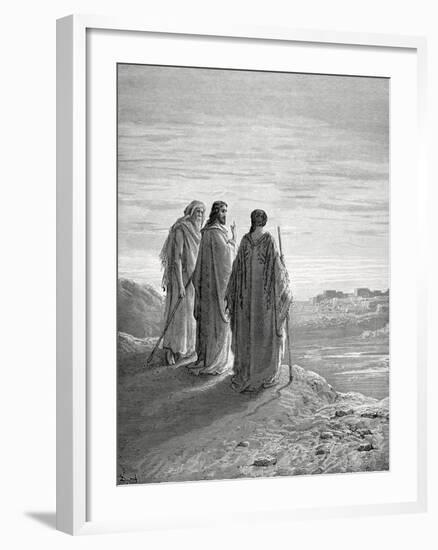 Jesus and the Disciples of Emmaus. Engraving. 19th Century.-null-Framed Giclee Print