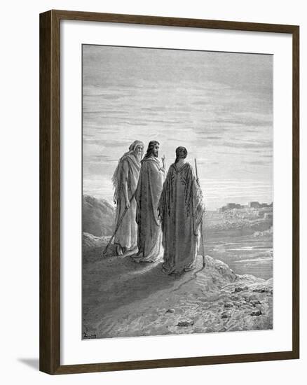 Jesus and the Disciples of Emmaus. Engraving. 19th Century.-null-Framed Giclee Print