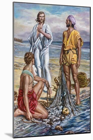 Jesus and the Fishermen-Fortunino Matania-Mounted Giclee Print