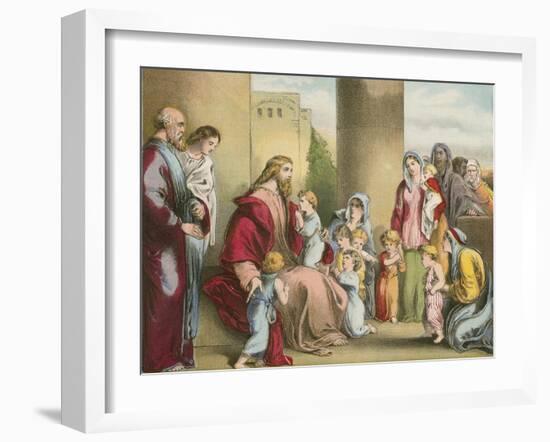 Jesus and the Little Children-English School-Framed Giclee Print