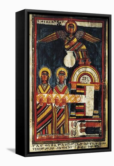 Jesus and the Thieves, Gospel Miniature, 14th Century, Ethiopia-null-Framed Stretched Canvas