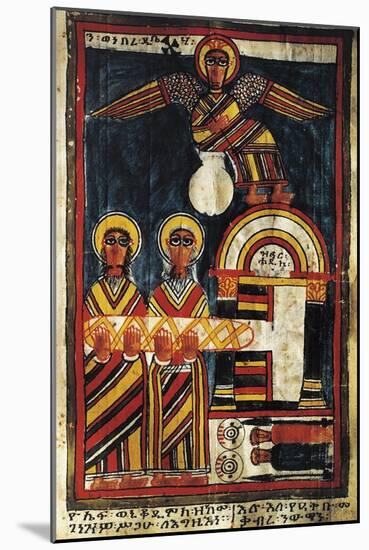 Jesus and the Thieves, Gospel Miniature, 14th Century, Ethiopia-null-Mounted Giclee Print