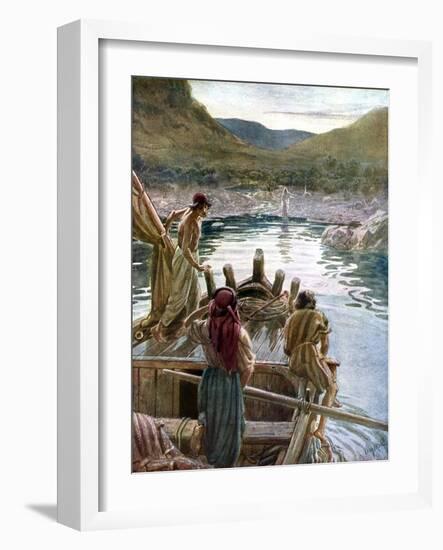 Jesus appears to the disciples at the sea of Galilee - Bible-William Brassey Hole-Framed Giclee Print