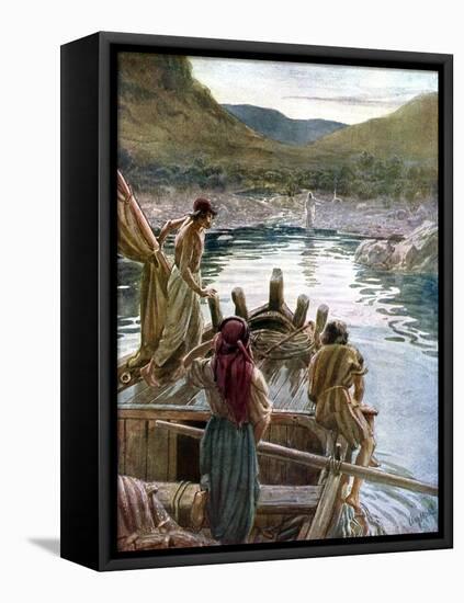 Jesus appears to the disciples at the sea of Galilee - Bible-William Brassey Hole-Framed Stretched Canvas