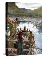 Jesus appears to the disciples at the sea of Galilee - Bible-William Brassey Hole-Stretched Canvas