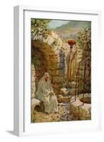 Jesus asks a Samaritan woman for water - Bible-William Brassey Hole-Framed Giclee Print