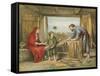 Jesus at Home-English School-Framed Stretched Canvas