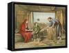 Jesus at Home-English School-Framed Stretched Canvas