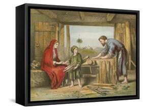 Jesus at Home-English School-Framed Stretched Canvas