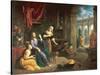 Jesus at the Home of Martha and Mary-Flemish School-Stretched Canvas