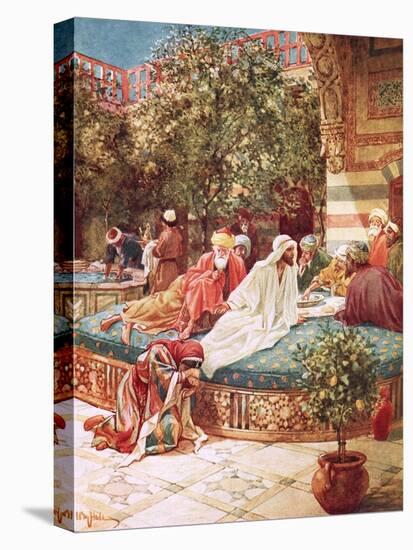 Jesus at the House of Simon the Pharisee-William Brassey Hole-Stretched Canvas