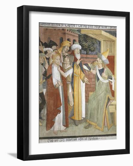 Jesus before Caiaphas, Scene from Christ's Passion, Fresco, 1492-Giovanni Canavesio-Framed Giclee Print