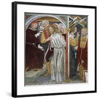 Jesus before High Priest, Peter and Maid, 15th-16th Century, Detail from the Biblia Pauperum-null-Framed Giclee Print