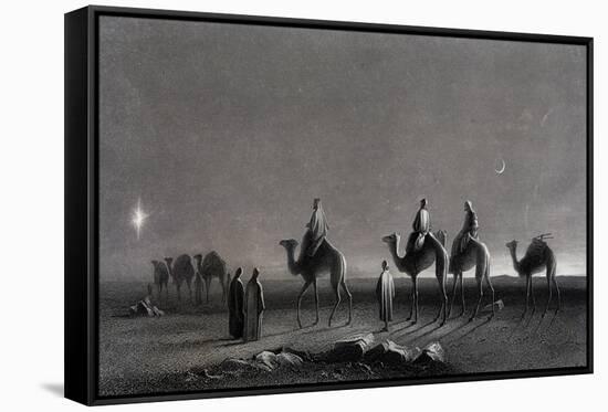 Jesus' Birth Magi Follow Star Across the Desert-R. Brandard-Framed Stretched Canvas