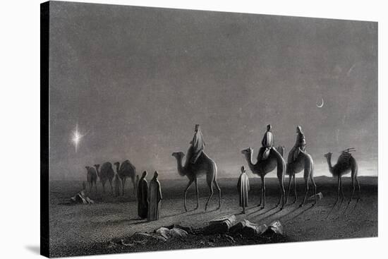 Jesus' Birth Magi Follow Star Across the Desert-R. Brandard-Stretched Canvas