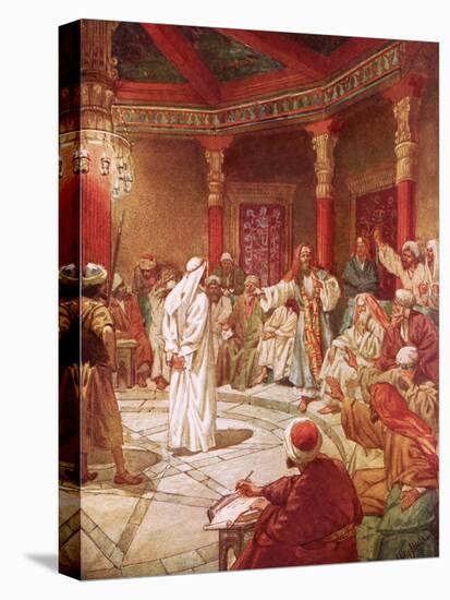 Jesus Brought before Caiaphas and the Council-William Brassey Hole-Stretched Canvas