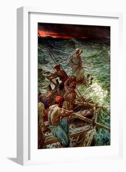 Jesus calms the storm - Bible-William Brassey Hole-Framed Giclee Print