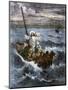 Jesus Calms the Waters Among Frightened Disciples in a Boat-null-Mounted Giclee Print