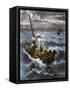 Jesus Calms the Waters Among Frightened Disciples in a Boat-null-Framed Stretched Canvas