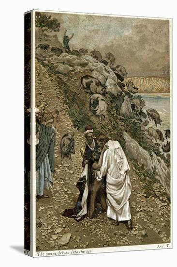 Jesus Casting Devils Out of a Kneeling Man, C1890-James Jacques Joseph Tissot-Stretched Canvas