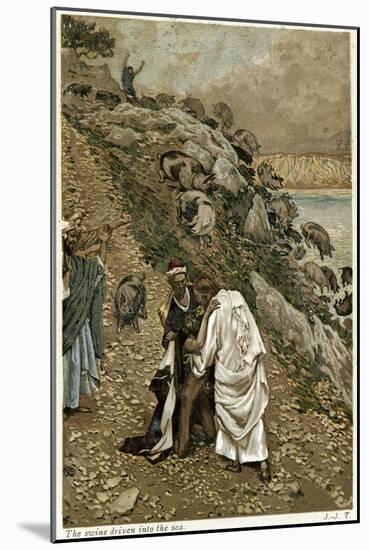 Jesus Casting Devils Out of a Kneeling Man, C1890-James Jacques Joseph Tissot-Mounted Giclee Print