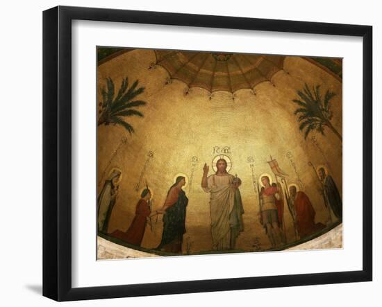 Jesus Christ and the Virgin Mary with Saints Clothilde, Blandina, Michael the Archangel, Pothinus-Hippolyte Flandrin-Framed Giclee Print