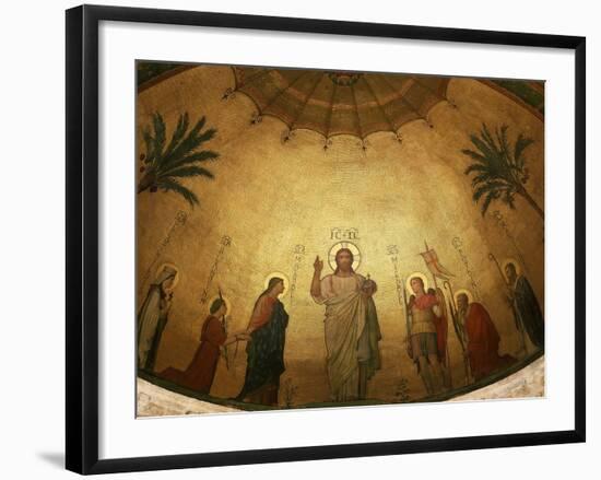 Jesus Christ and the Virgin Mary with Saints Clothilde, Blandina, Michael the Archangel, Pothinus-Hippolyte Flandrin-Framed Giclee Print