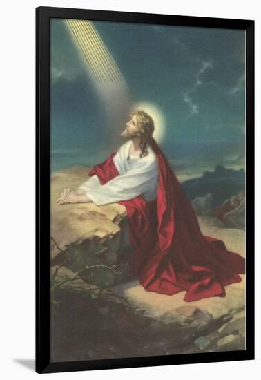 Jesus Christ Praying-null-Framed Art Print