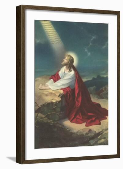 Jesus Christ Praying-null-Framed Art Print