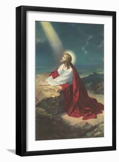 Jesus Christ Praying-null-Framed Art Print