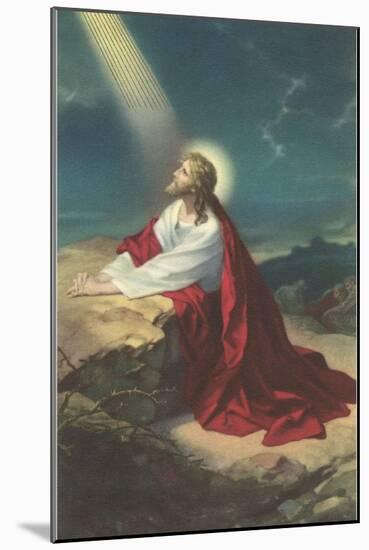 Jesus Christ Praying-null-Mounted Art Print