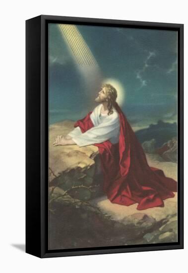 Jesus Christ Praying-null-Framed Stretched Canvas