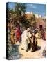 Jesus cleanses a leper - Bible-William Brassey Hole-Stretched Canvas